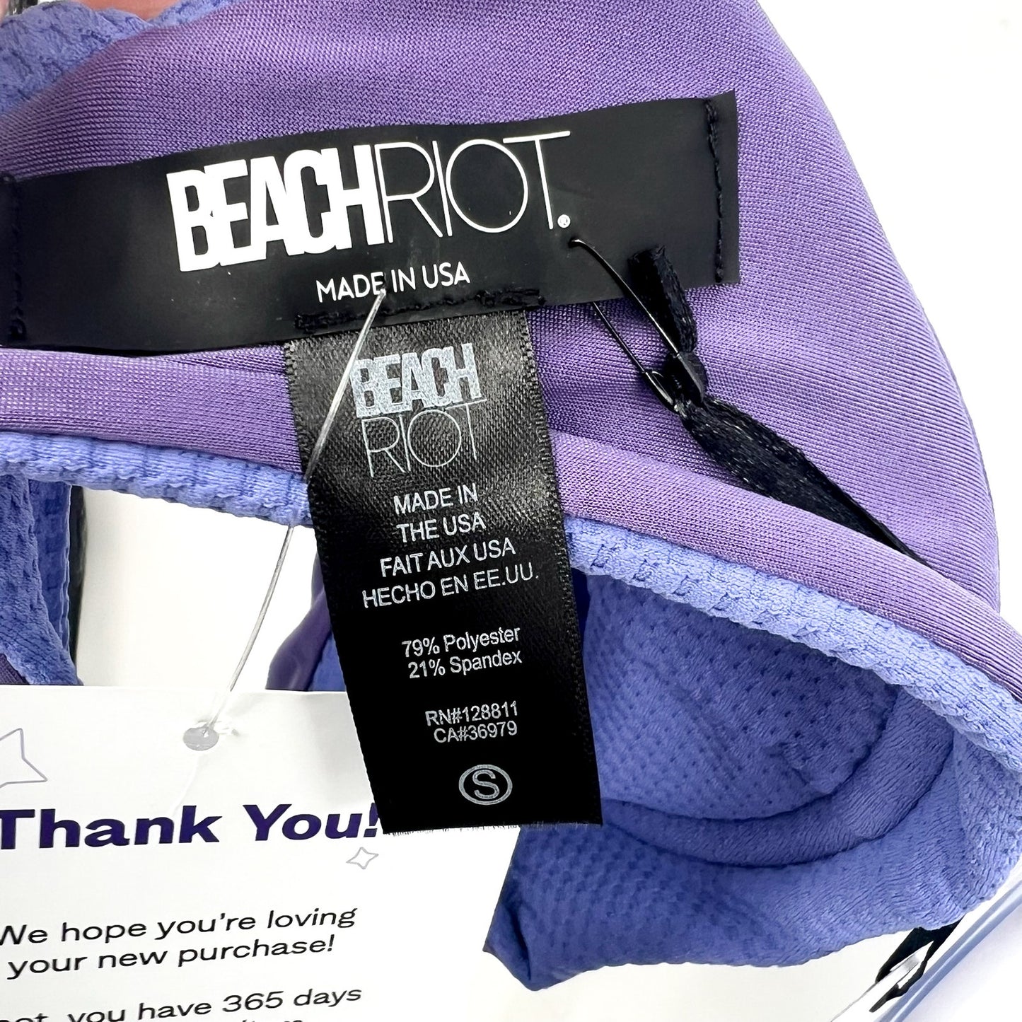 BEACH RIOT Women's Blair Bikini Top Small Periwinkle Purple Tie Shoulder NWT