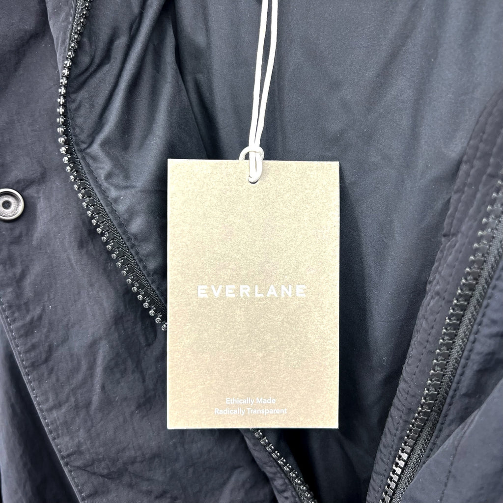 EVERLANE Women's Duvet Puffer Down Coat Medium Black Belted Hooded NWT