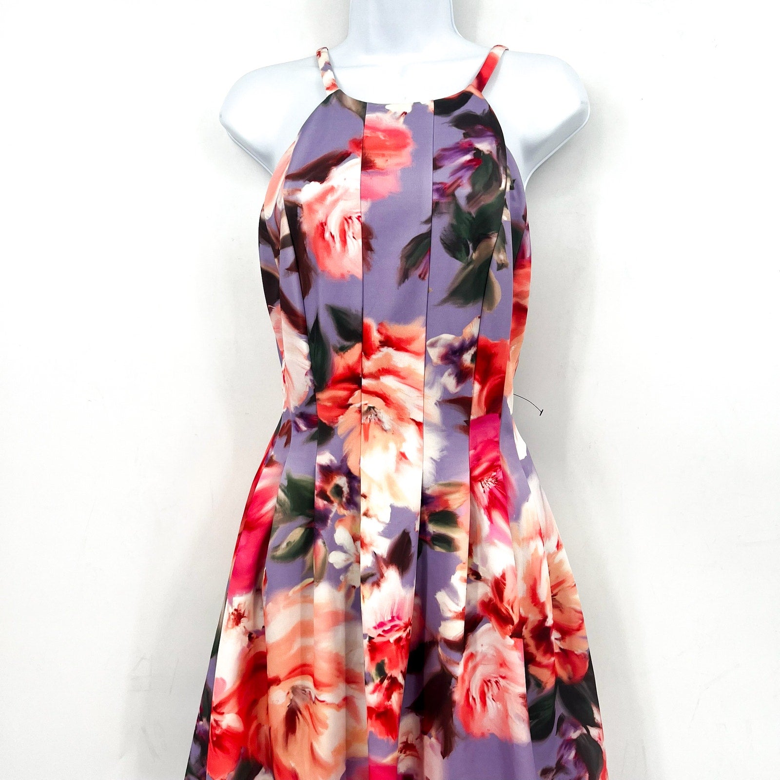 VINCE CAMUTO Women's Scuba Fit & Flare Dress Size 8 Purple Floral Printed NWT