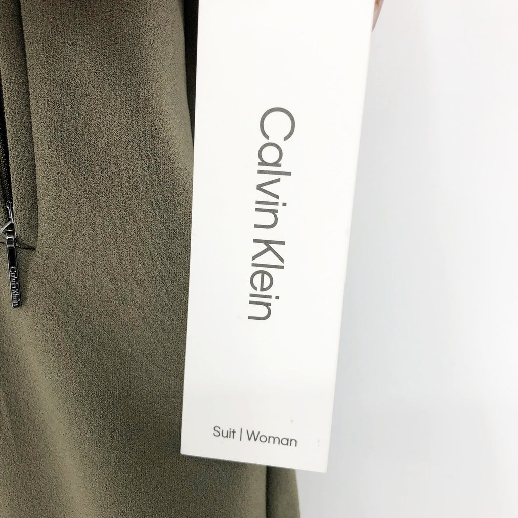 CALVIN KLEIN Women Mid-Rise Pull-On Slim Straight Pants Green 22W