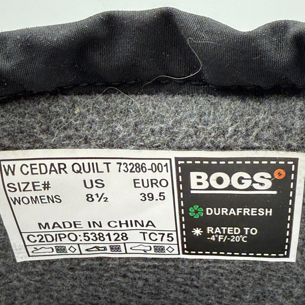 Bogs Womens Cedar Quilt Winter Boots Size 8.5 EU 39.5 Black Waterproof NIB