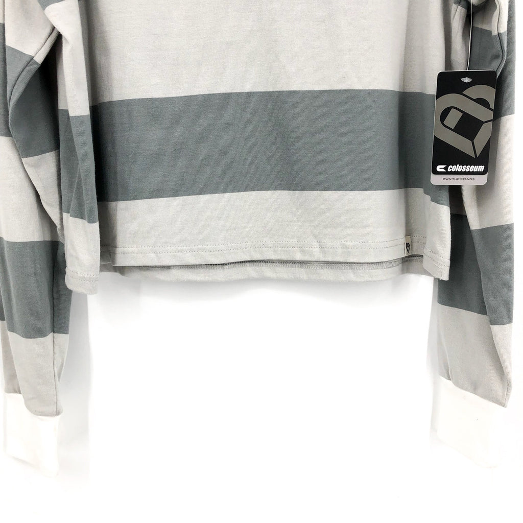 COLOSSEUM Womens Sam Houston World Peace Rugby Pullover Large Grey White NWT