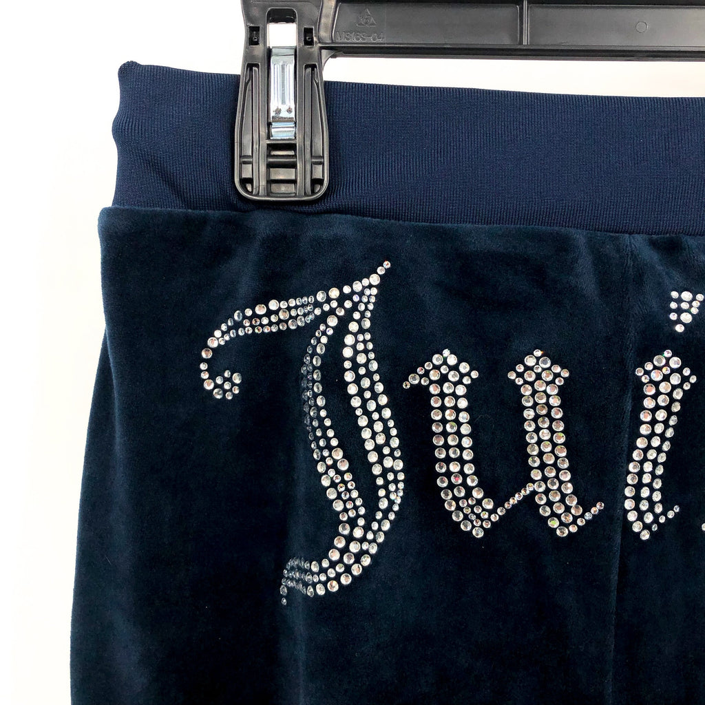 JUICY COUTURE Women's Velour Pants Small Regal Blue Straight Leg Rib Waist NWT