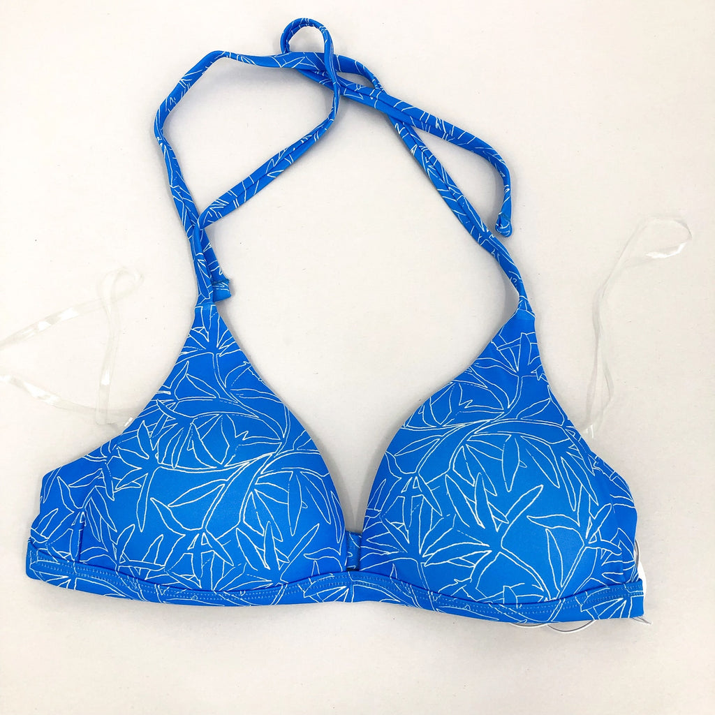 PRANA Women's Lexie Halter Bikini Top XS Blue Floret Print UPF 50+ NWT