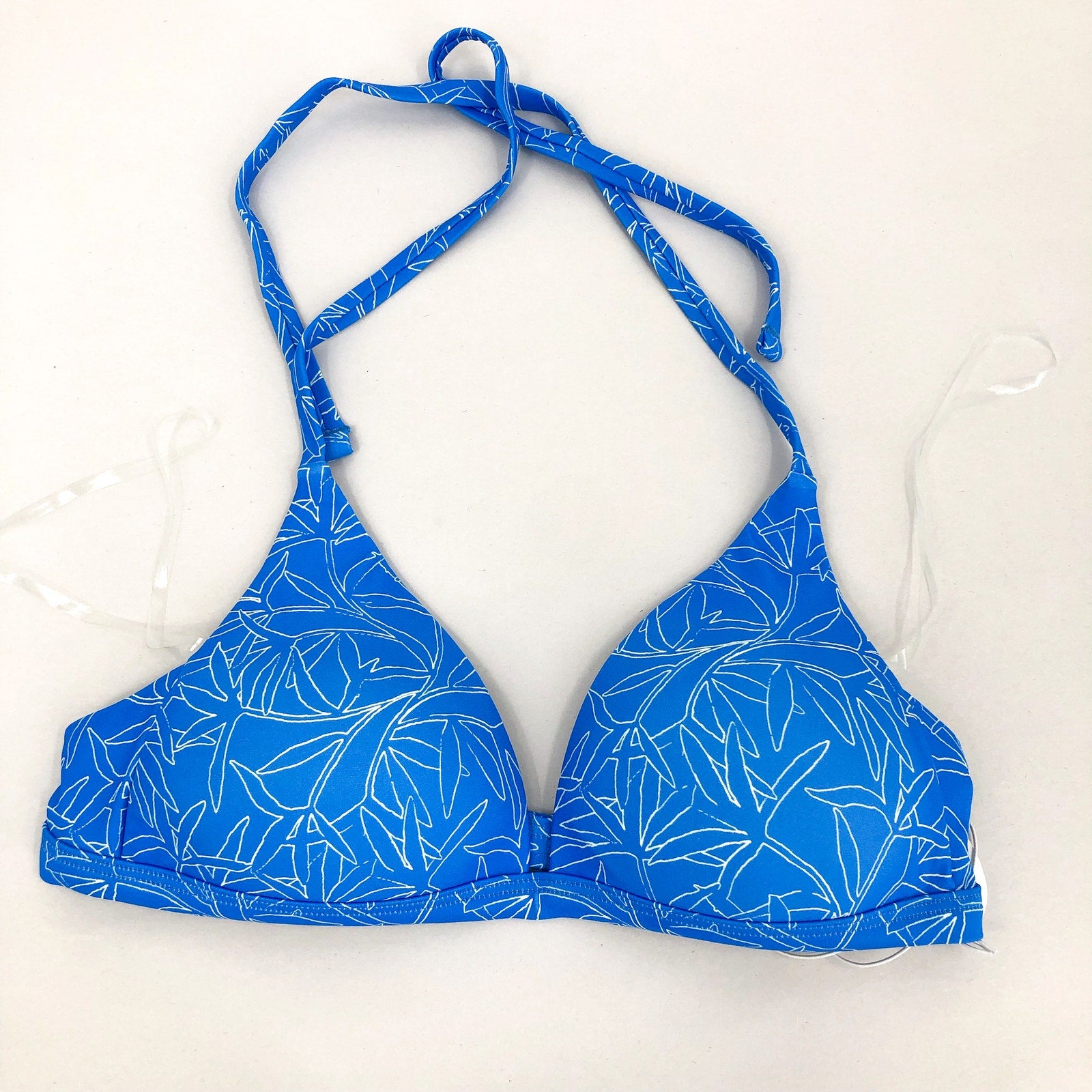 PRANA Women's Lexie Halter Bikini Top XS Blue Floret Print UPF 50+ NWT