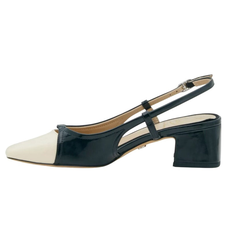 Sam Edelman Womens Tarra Slingback Pumps US 6 M Tan Black Vegan Patent NIB