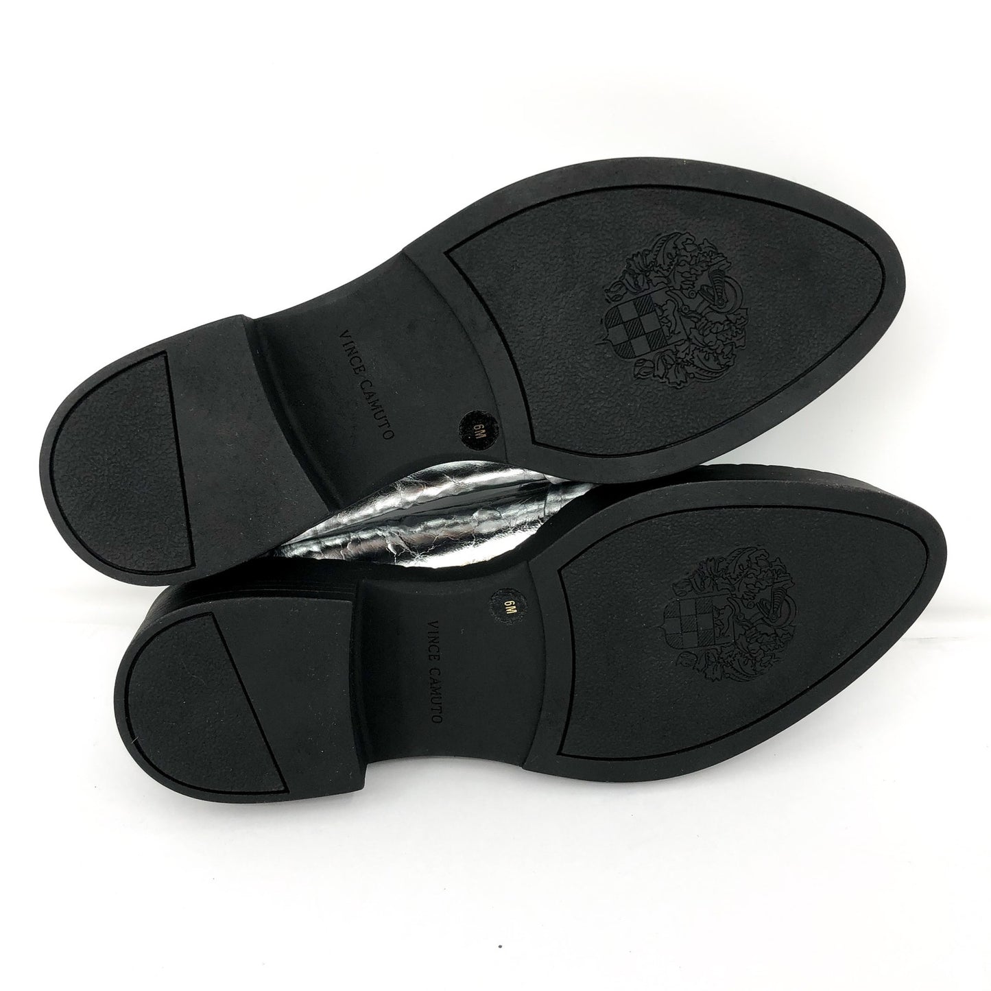 VINCE CAMUTO Women's Echika Loafer 6 M Silver Leather Block Heel Penny NWOB