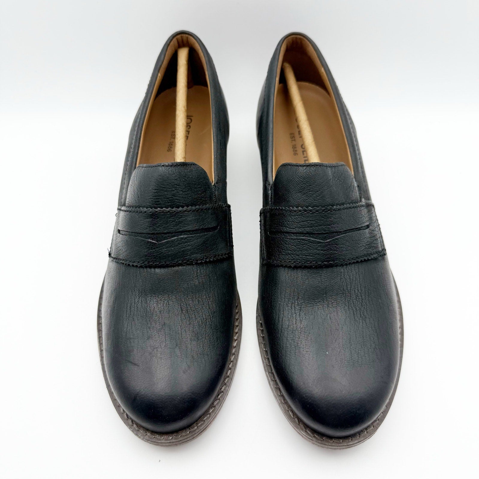 Josef Seibel Womens Sienna 96 Loafers EU 37 US 6.5 Black Washed Leather Shoe NIB
