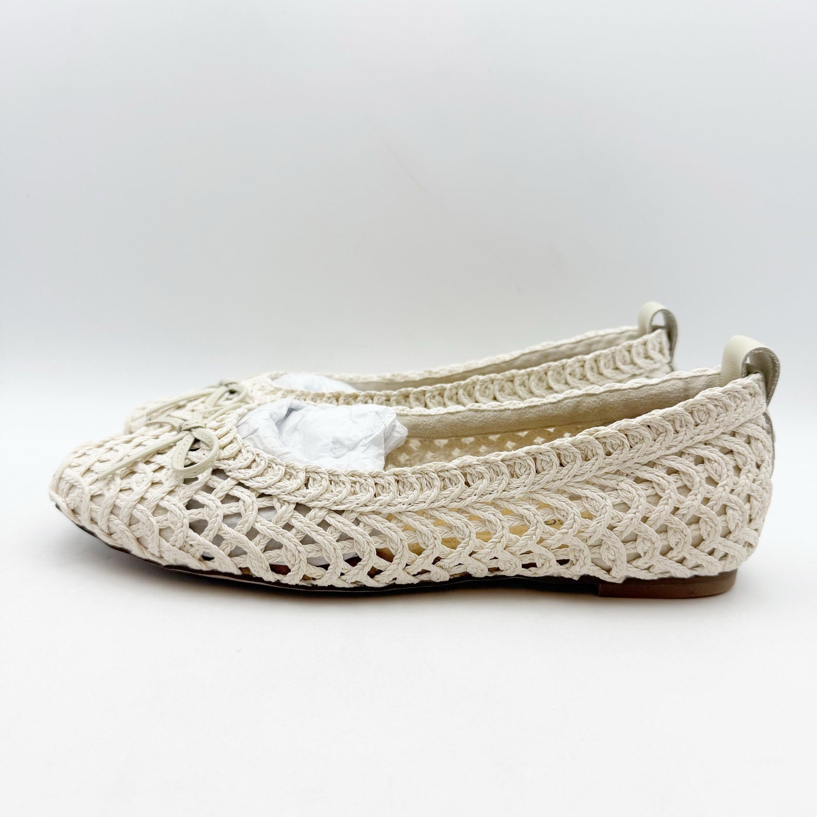 Kelsi Dagger Brooklyn Womens Frankie Flats US 8.5 EU 39 White Crochet NWOB