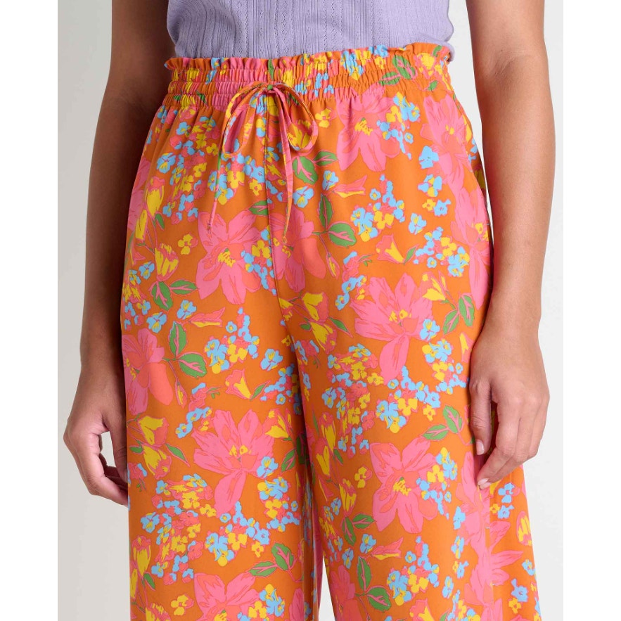TOAD & CO Womens Sunkissed Wide Leg Pants Medium Red Persimmon Tulip Print NWT
