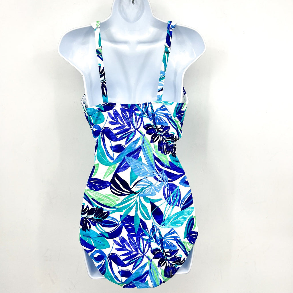 TOMMY BAHAMA Island Cays Marina One Piece Swimsuit Size 14 Beach Glass Blue NWT