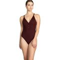 ROBIN PICCONE Women's Amy Snap V Neck One-Piece Swimsuit Size 6 Red AllSpice NWT