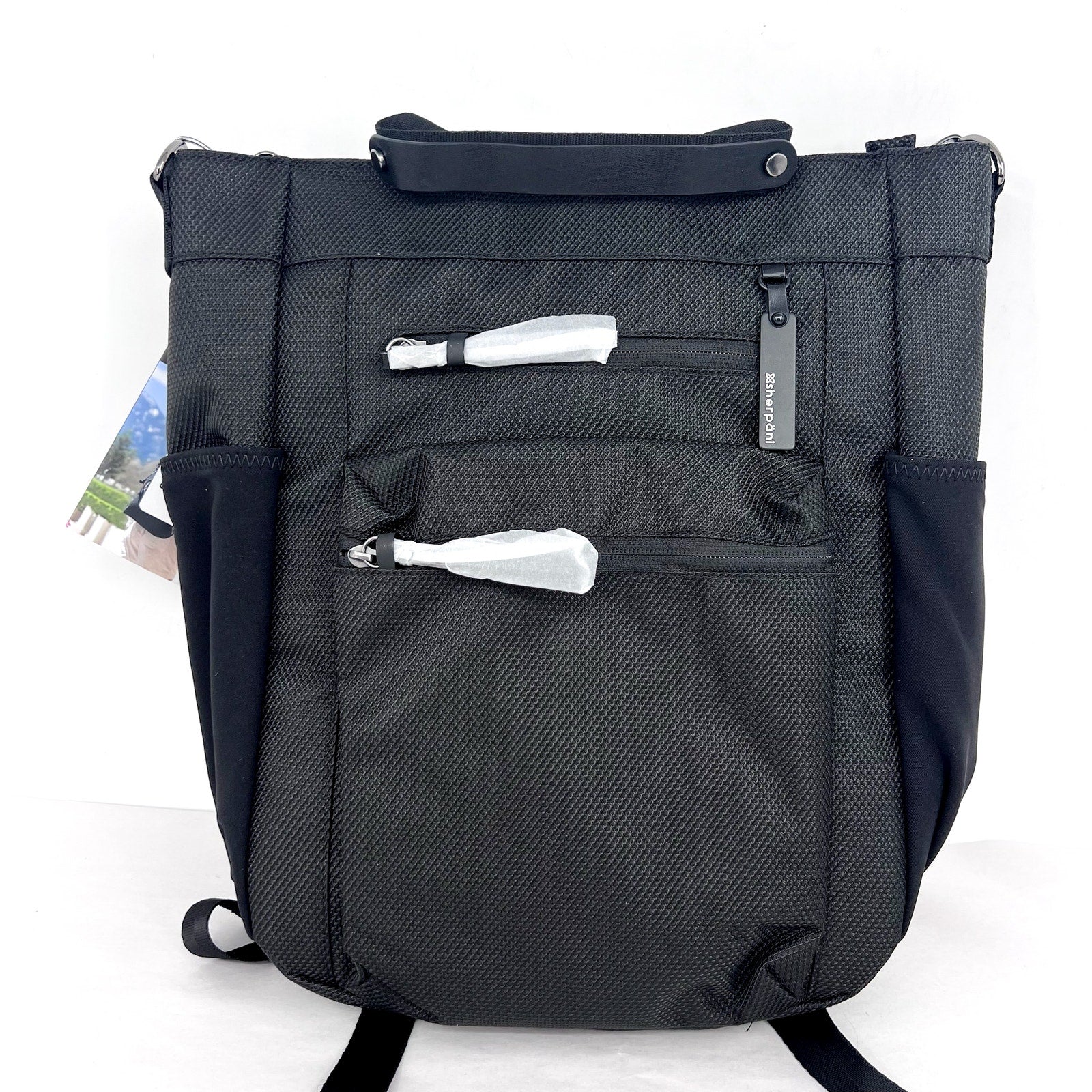 SHERPANI Soleil Anti-theft Convertible Backpack Tote Large Black Carbon NWT