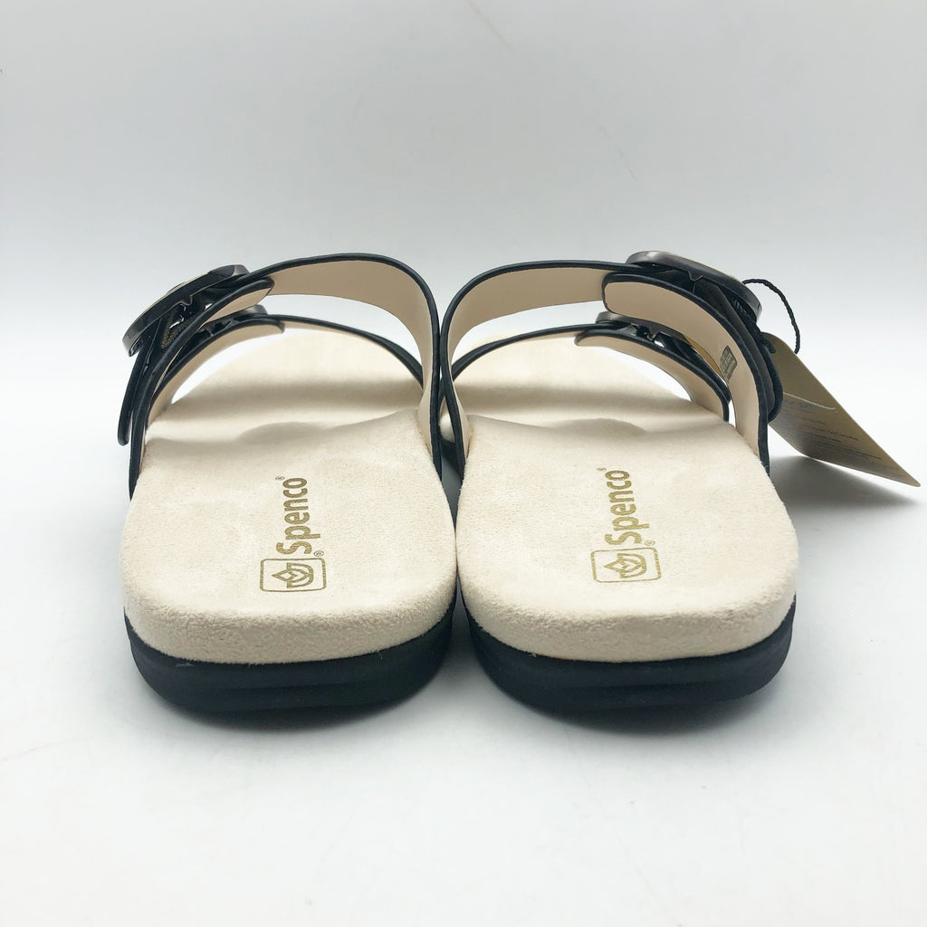 Spenco Womens Vista Slip On Sandals US 7.5  Black Leather APMA Comfort NIB
