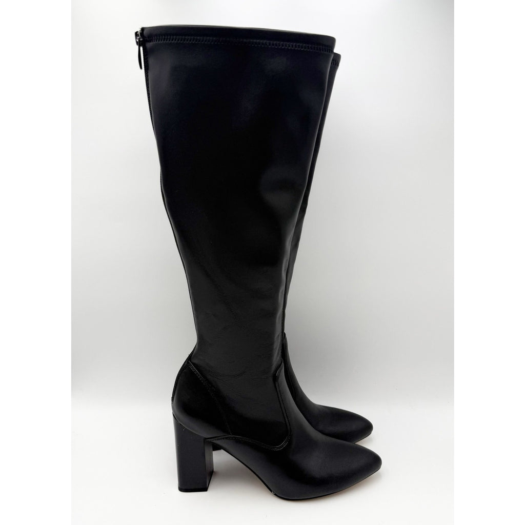 Franco Sarto Womens Katherine Knee High Boots Size 8 M WIDE CALF Black Heels NIB
