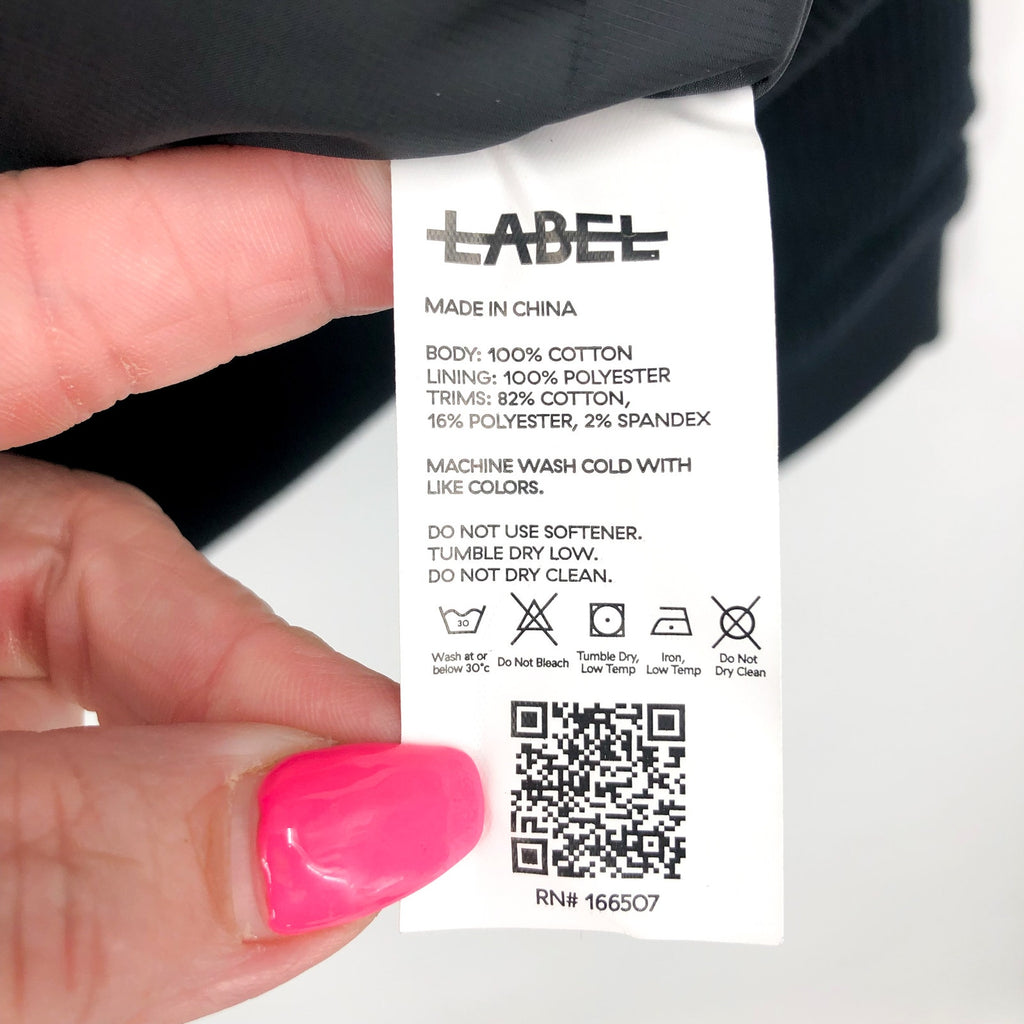 LABEL Unisex Go-To Corduroy Bomber Jacket Medium Black Full Zip Long Sleeve NWT
