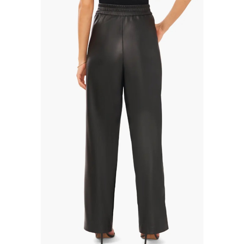 HALOGEN Women's Faux Straight Leather Pants Size 18W Rich Black High Rise NWT