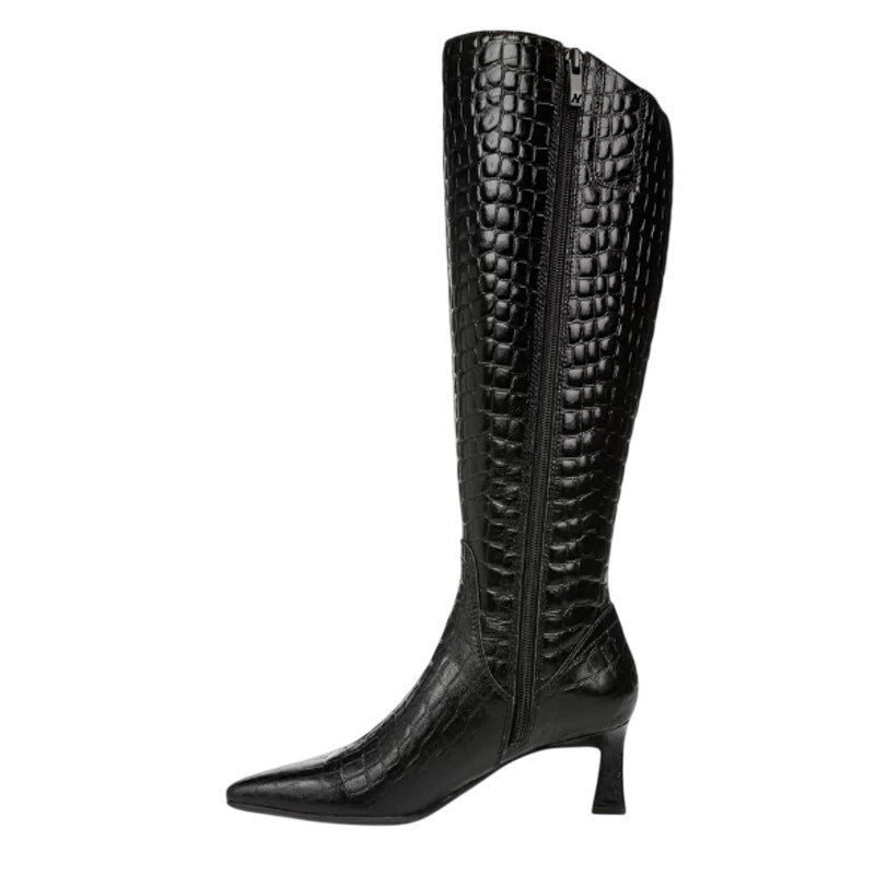 Naturalizer Womens Deesha Knee High Boot 6.5 M Wide Calf Black Croc Leather NWOB