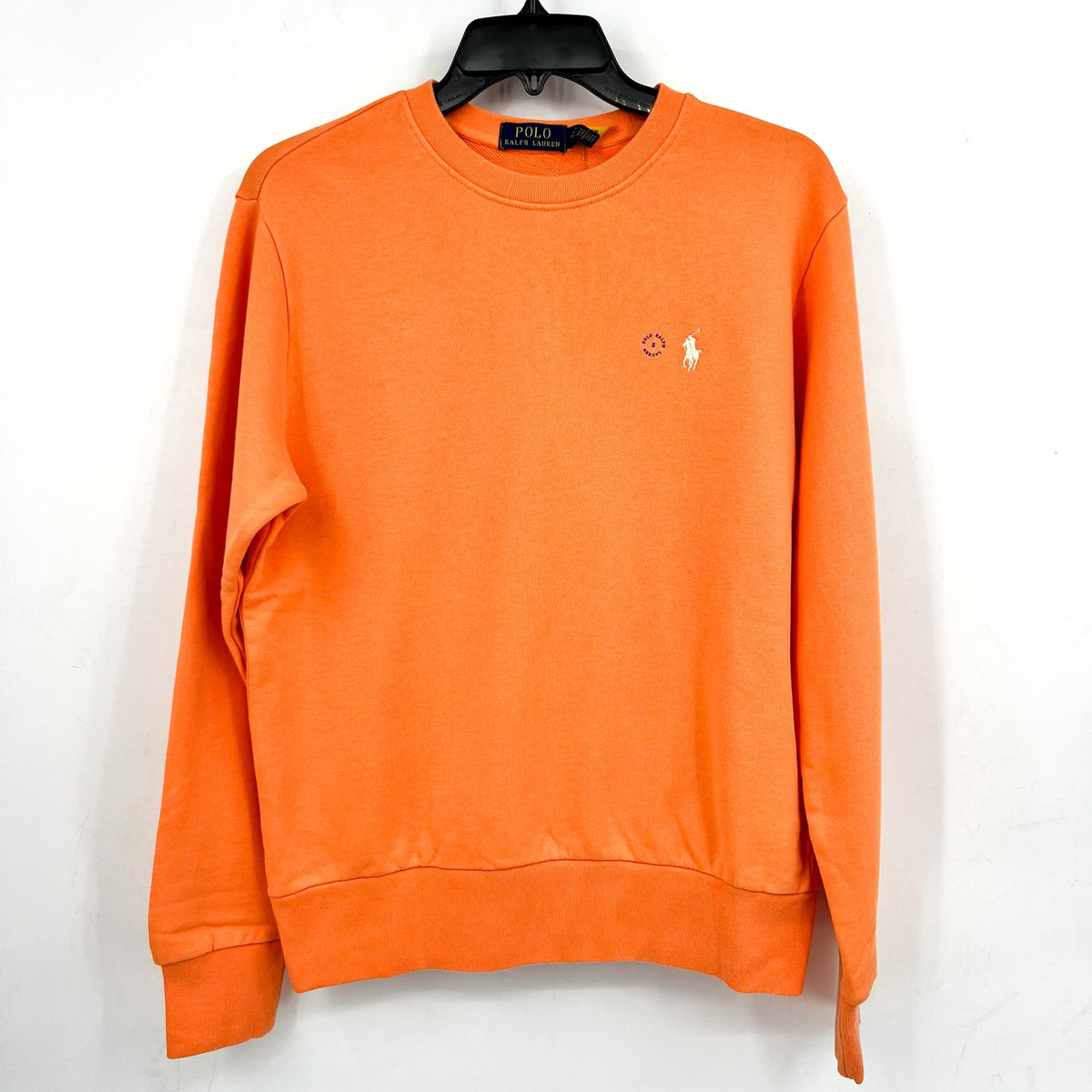 POLO RALPH LAUREN Men's Loopback Fleece Sweatshirt Small Orange Crewneck NWT