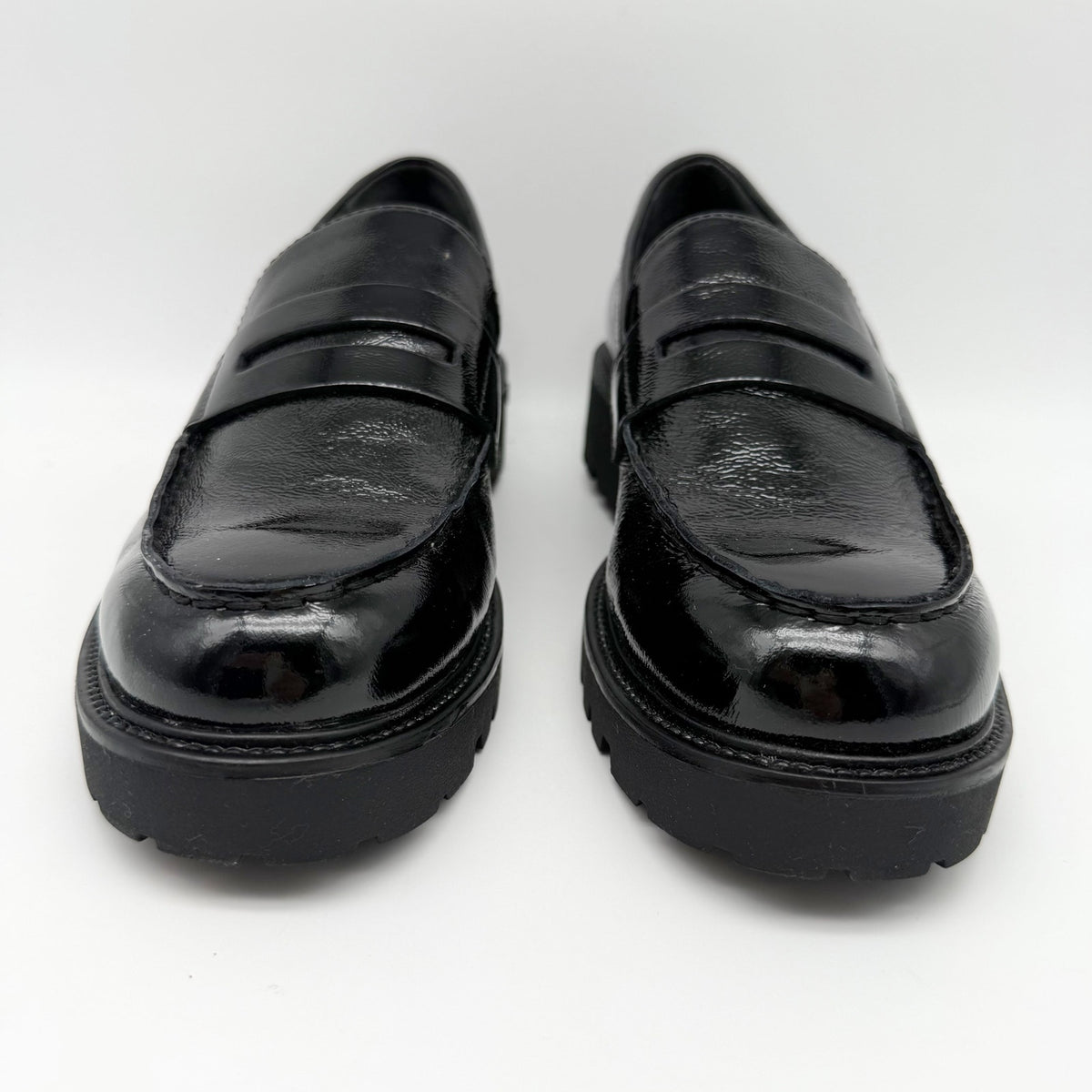 Vagabond Women Kenova Penny Loafers EU 38 US 8 Black Crinkle Leather NIB