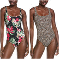 TOMMY BAHAMA Lily Cat Reversible One Piece Swimsuit Size 10 Black Leopard NWT
