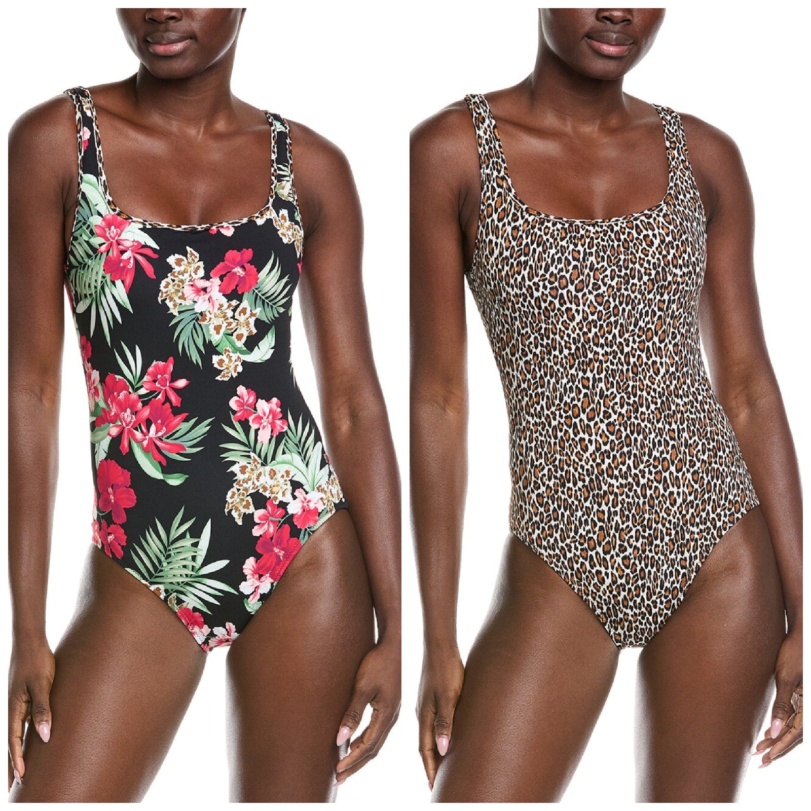TOMMY BAHAMA Lily Cat Reversible One Piece Swimsuit Size 10 Black Leopard NWT