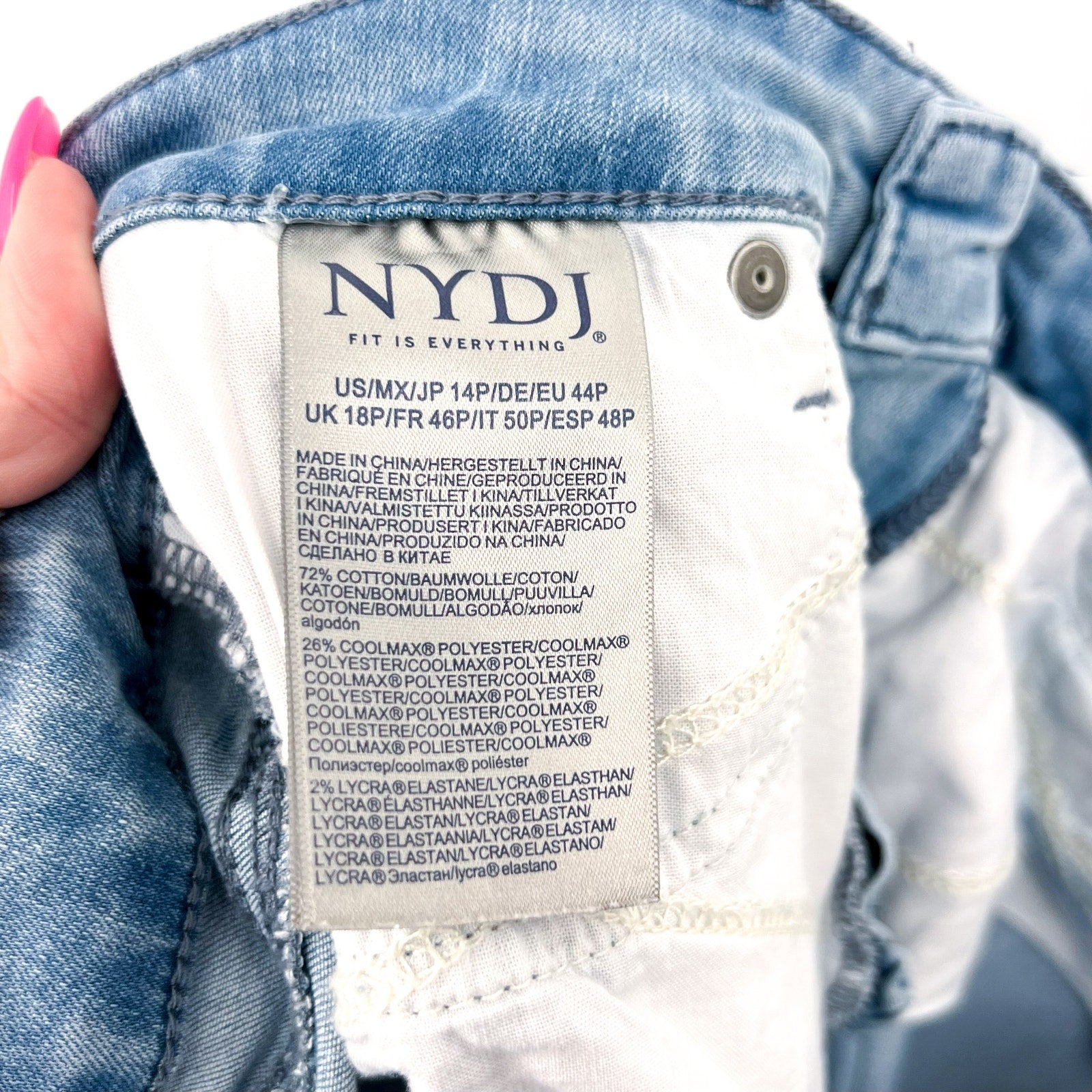 NYDJ Womens Margot Girlfriend Jeans Size 14 PETITE Kingston Blue NWOT