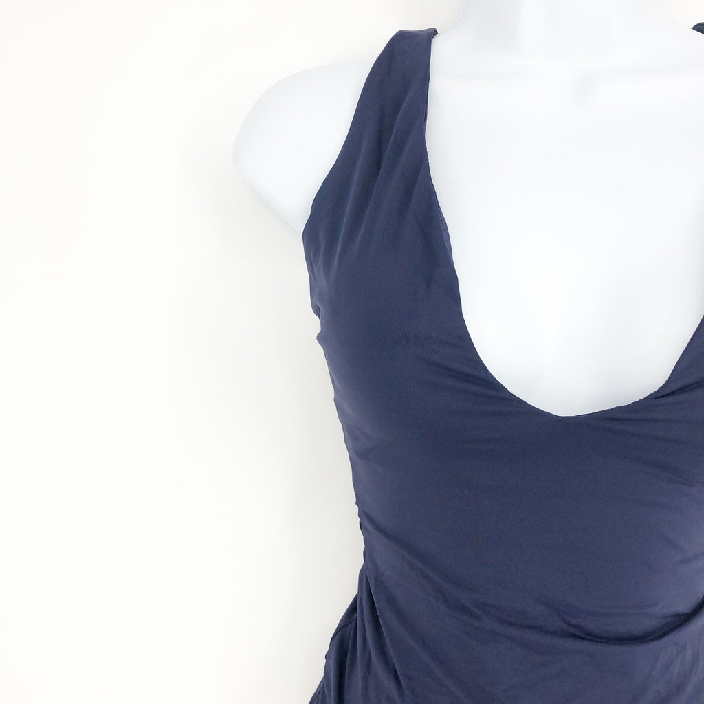 ANDIE SWIM Bali One Piece Swimsuit Medium Tall 8-10 Navy Blue Deep Plunge NWT