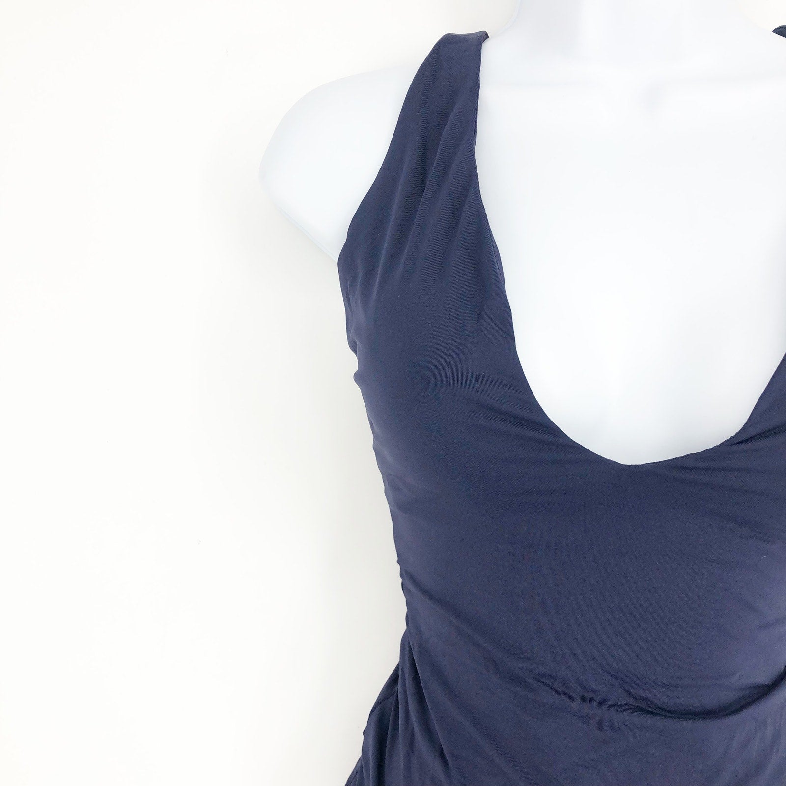 ANDIE SWIM Bali One Piece Swimsuit Medium Tall 8-10 Navy Blue Deep Plunge NWT