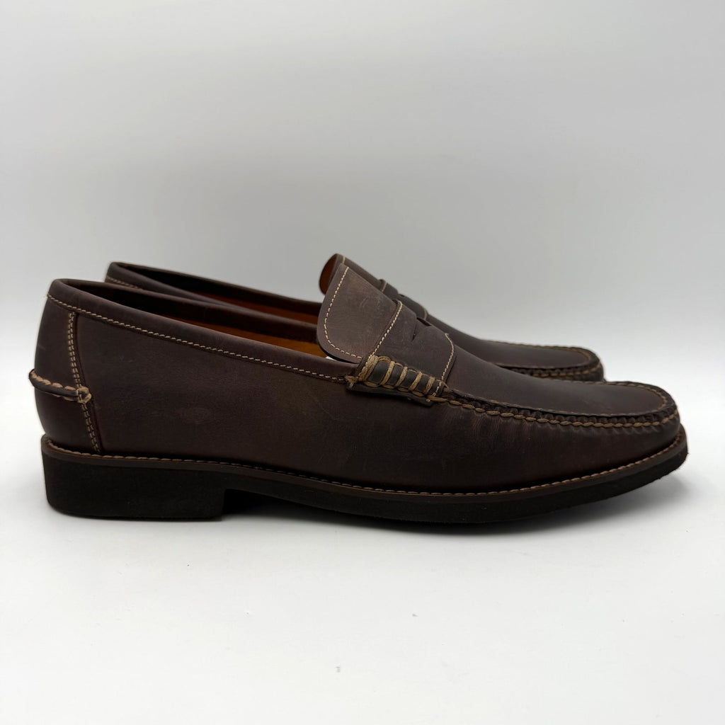Peter Millar Mens Handsewn Penny Loafers Size 10 Chocolate Brown Leather NIB