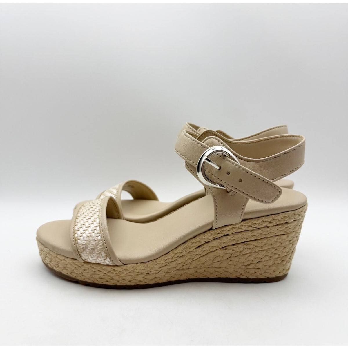 Naturalizer Women's Stella 2 Espadrille Wedge Sandals Size 8 M Beige Leather NIB