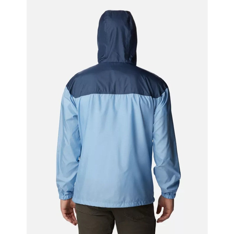 COLUMBIA Mens Flash Challenger Novelty Windbreaker Medium Blue Hooded Jacket NWT