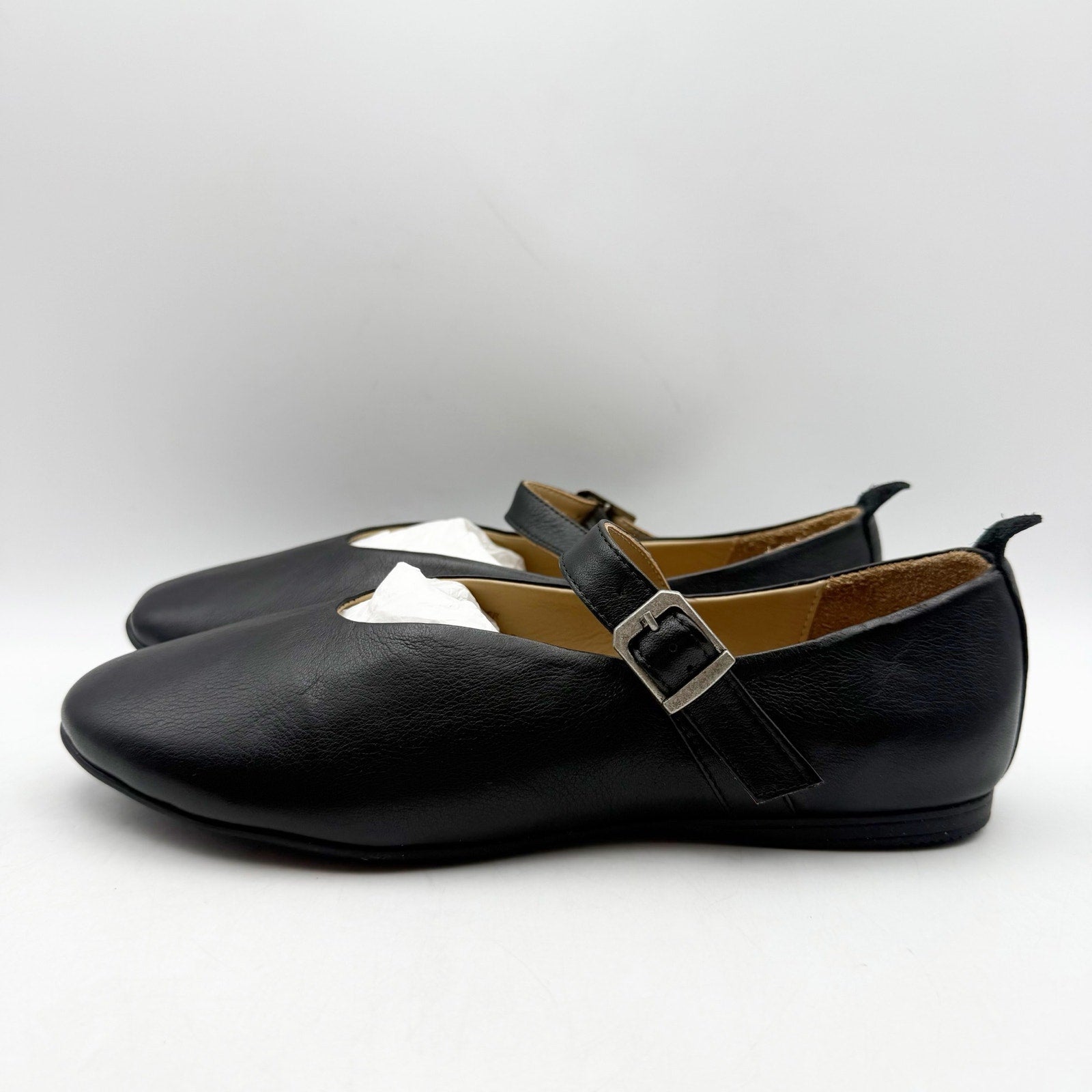 Miz Mooz Womens Kiki Mary Jane Flats EU 38 US 7.5-8 Black Leather NIB