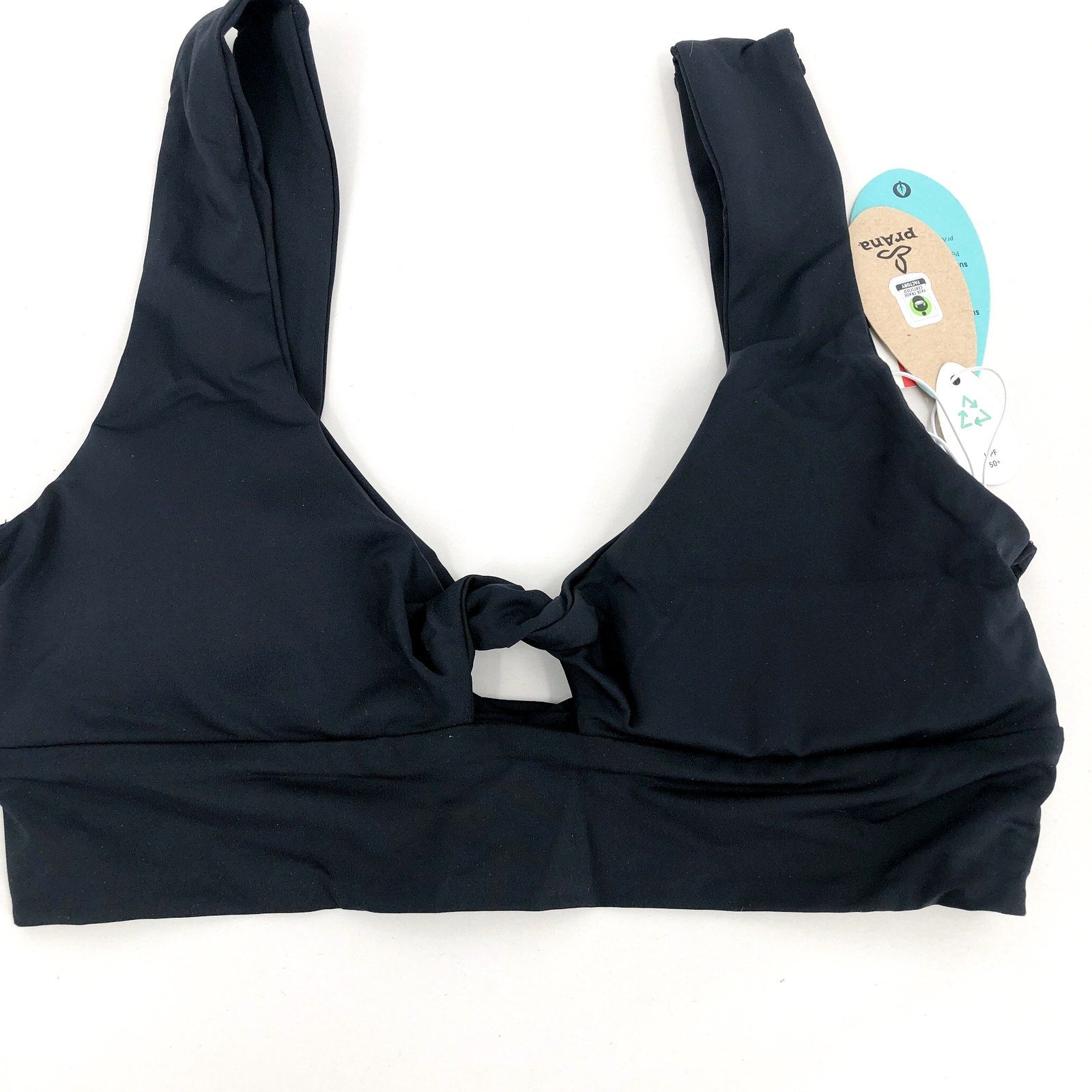 PRANA Women's Under The Palms Bikini Top XS Black Twist Front NWT