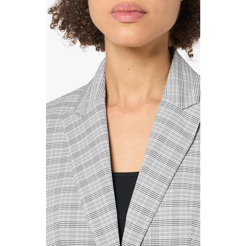 LE SUIT Women's Single Button Suit Jacket Size 12 Grey Black Plaid Blazer NWT