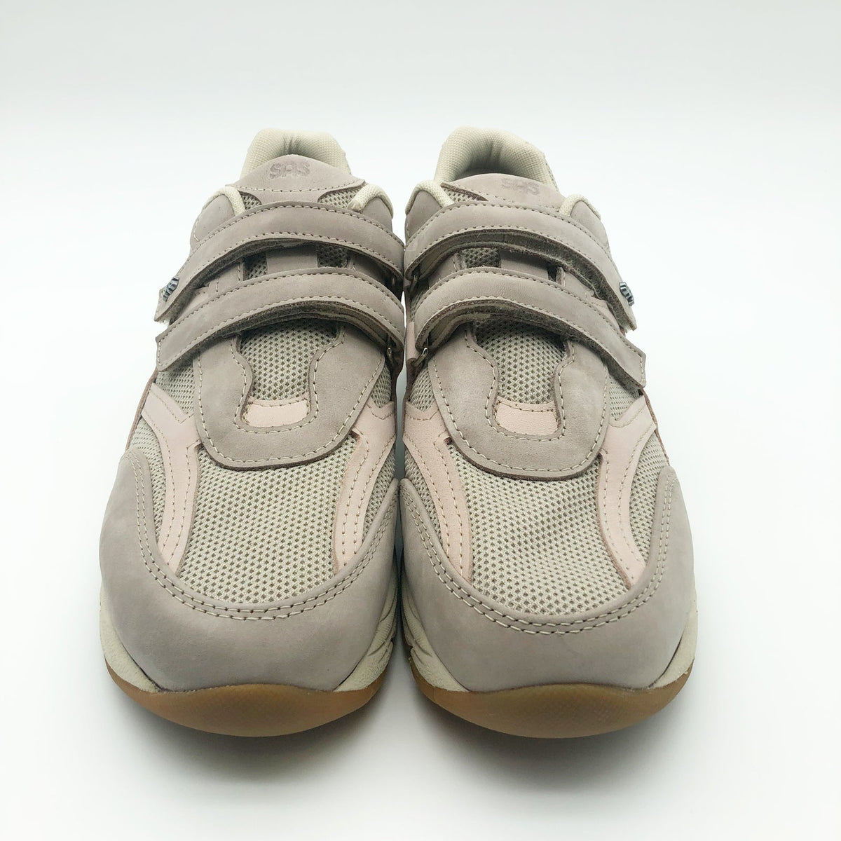 SAS Womens TMV - EZ Strap Sneakers Size 10 NARROW Taupe Pink Leather NIB