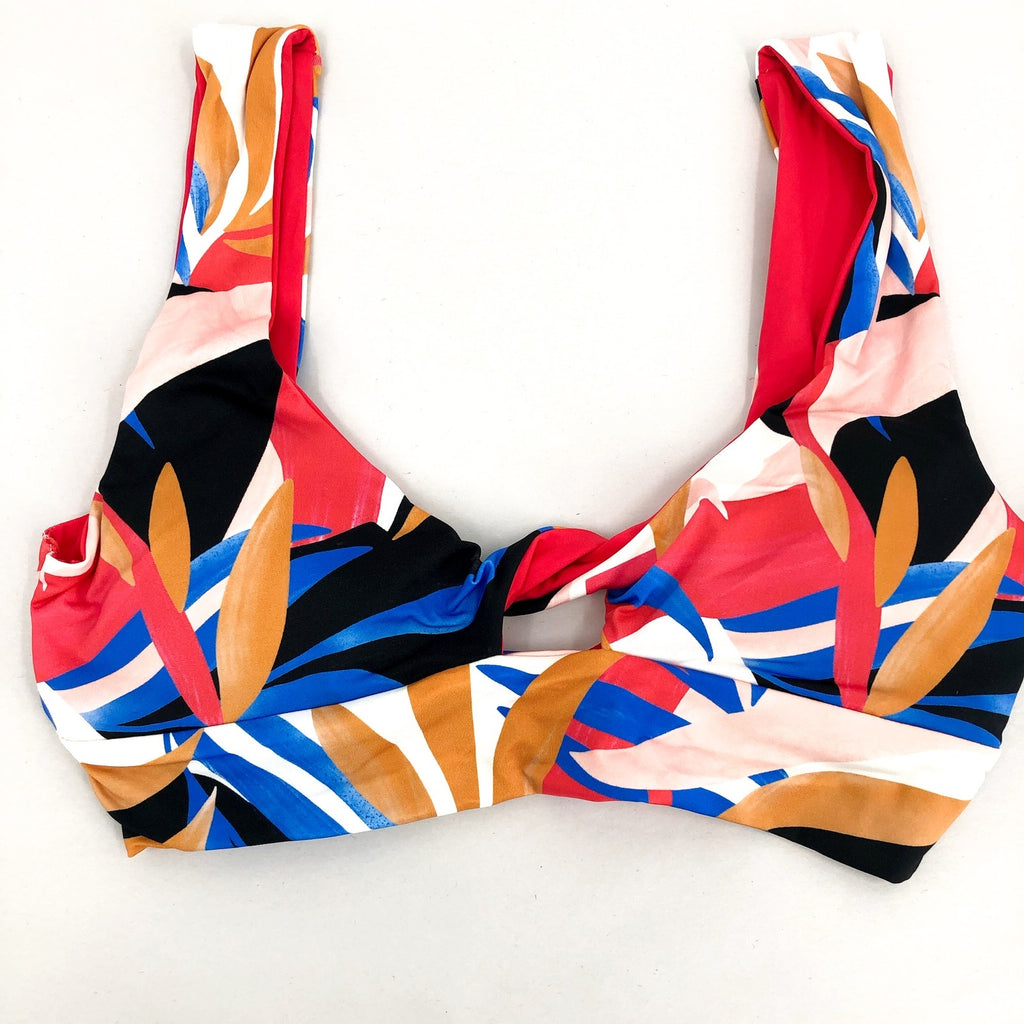 PRANA Women's Under The Palms Bikini Top XS Tropics Print Floral Twist Front NWT