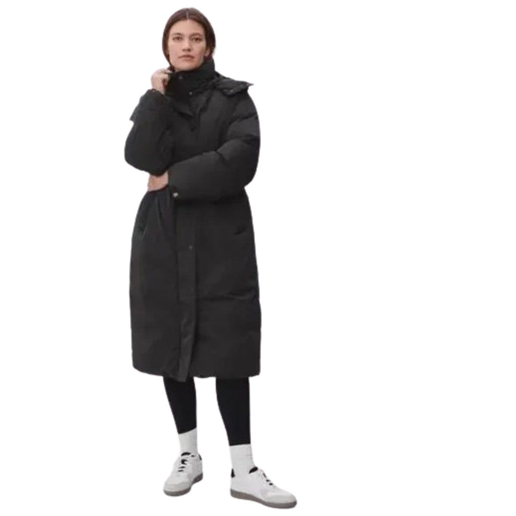 EVERLANE Women's Duvet Puffer Down Coat Medium Black Belted Hooded NWT