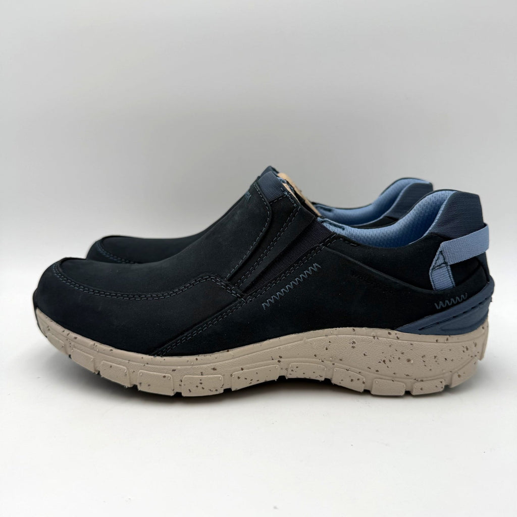 Clarks Womens Wave Plateau AP Sneakers Size 7.5 Wide EU 38 Navy Blue Nubuck NIB