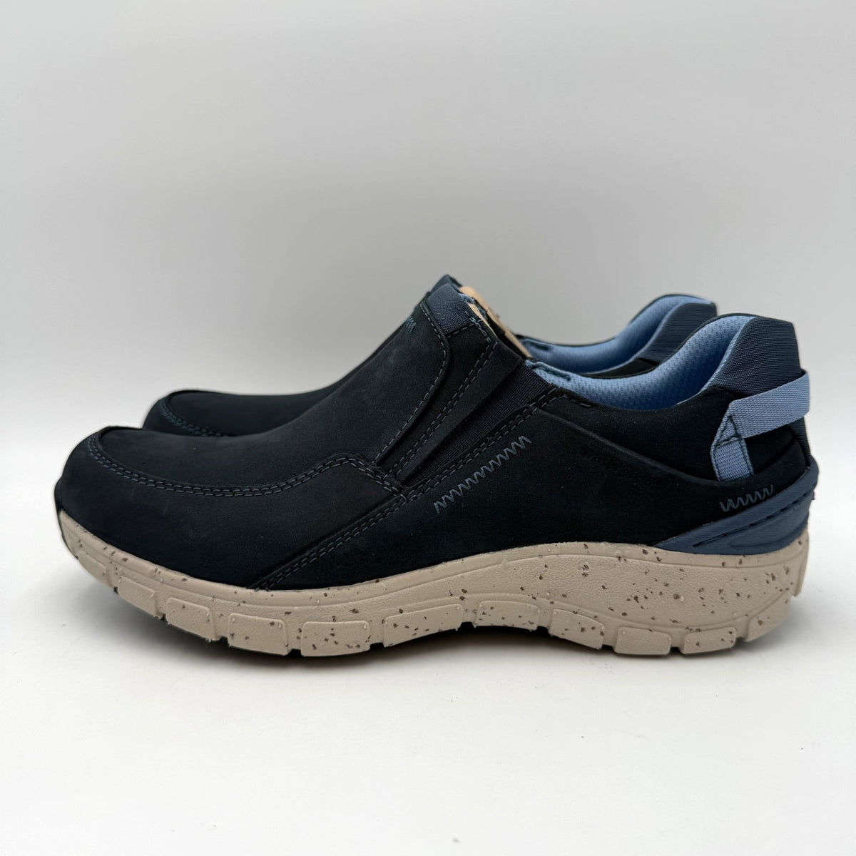 Clarks Womens Wave Plateau AP Sneakers Size 7.5 Wide EU 38 Navy Blue Nubuck NIB