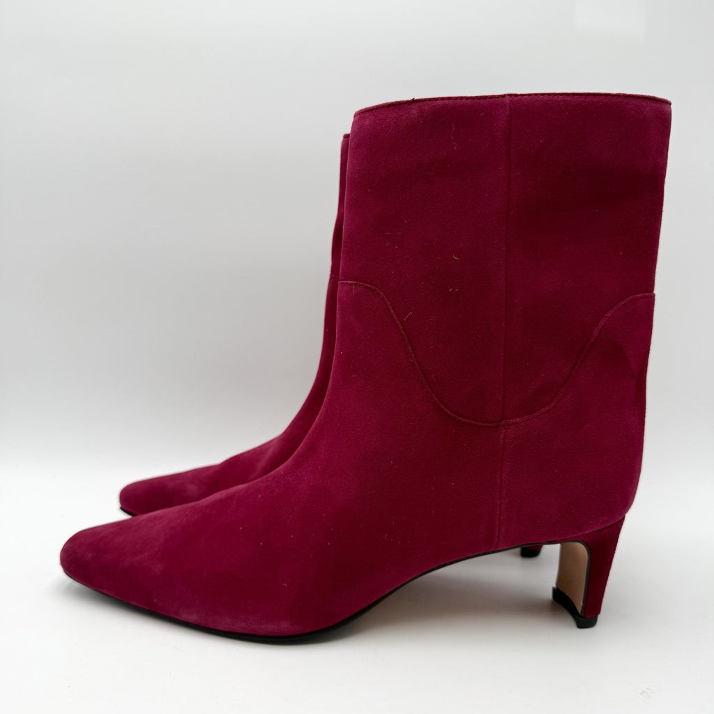 Vince Camuto Womens Amariah Ankle Booties Size 8 Red Chianti Suede NWOB