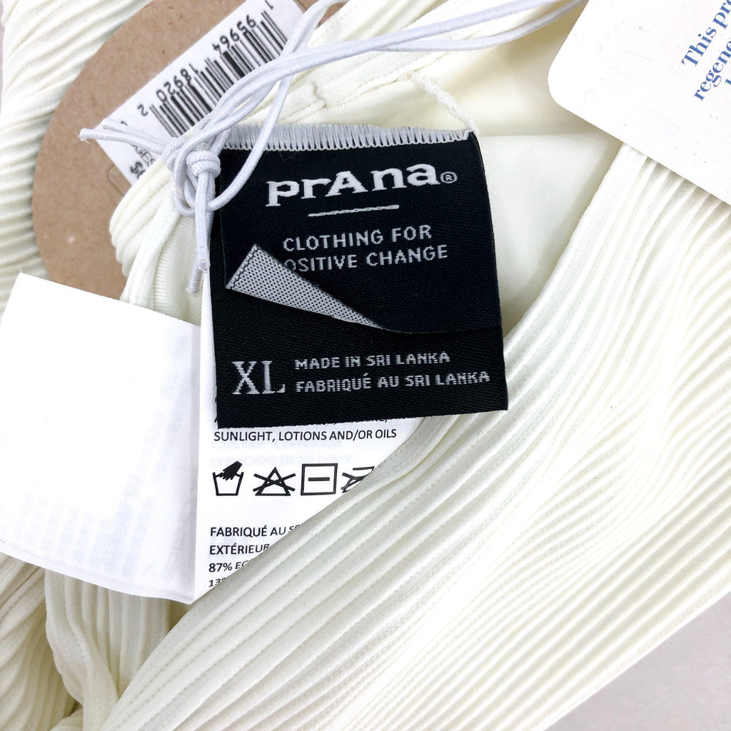 PRANA Women's Gemma Bikini Bottom XL White Horchata Ottoman Low Rise NWT