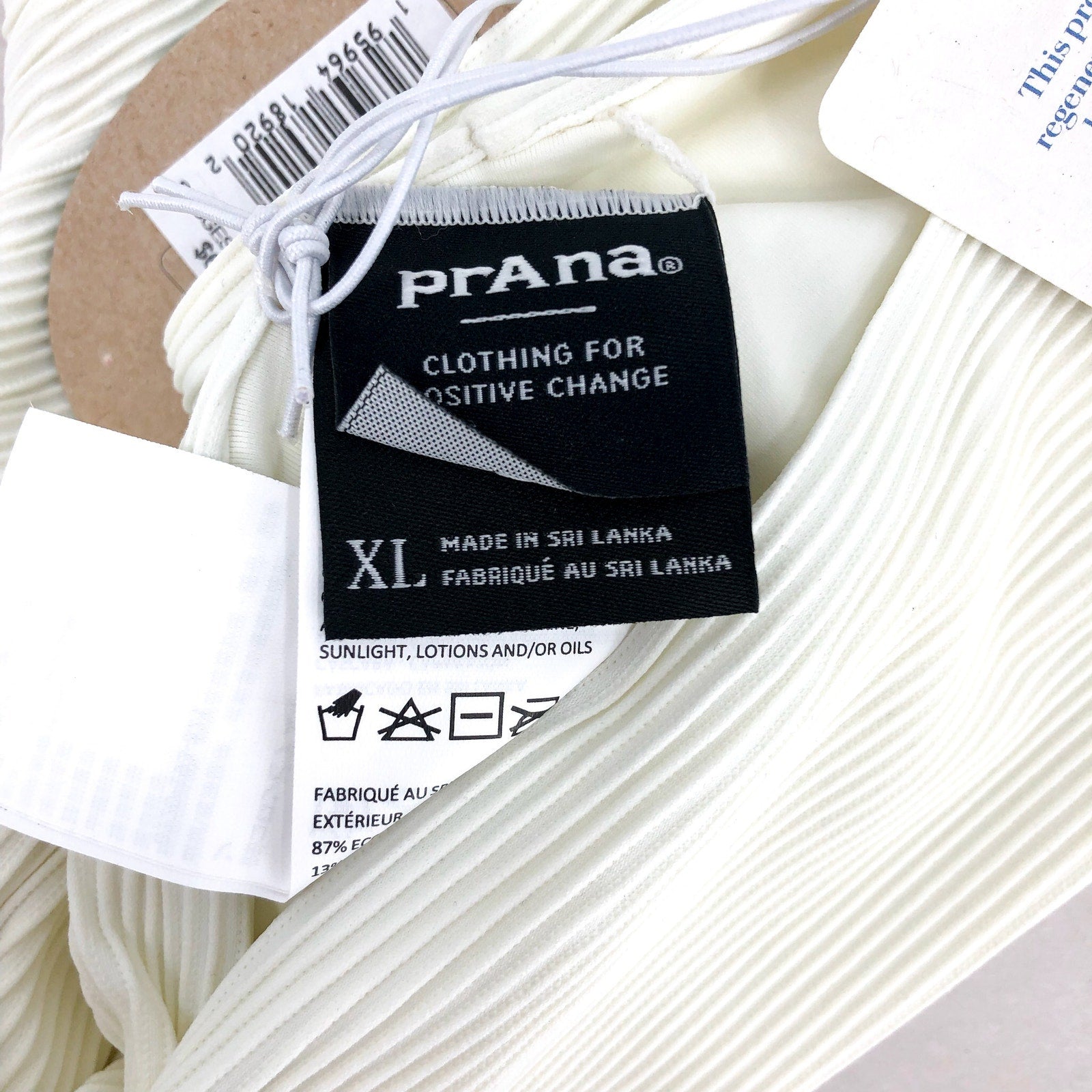 PRANA Women's Gemma Bikini Bottom XL White Horchata Ottoman Low Rise NWT
