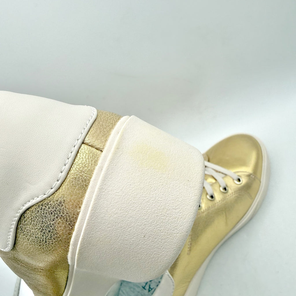 Naturalizer Womens Morrison 2.0 Platform Sneaker US 7.5 Wide Gold Leather NWOB