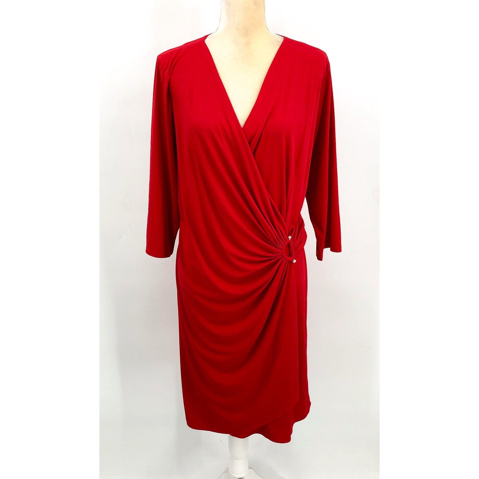 TOMMY BAHAMA Clara Faux Wrap Dress XL Tango Red Stretch Jersey Rhinestone NWT