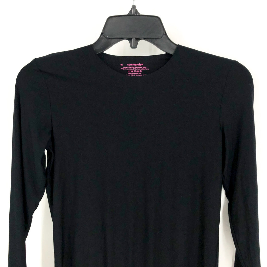 COMMANDO Women's Butter Long Sleeve Crewneck Bodysuit Medium Black NWT