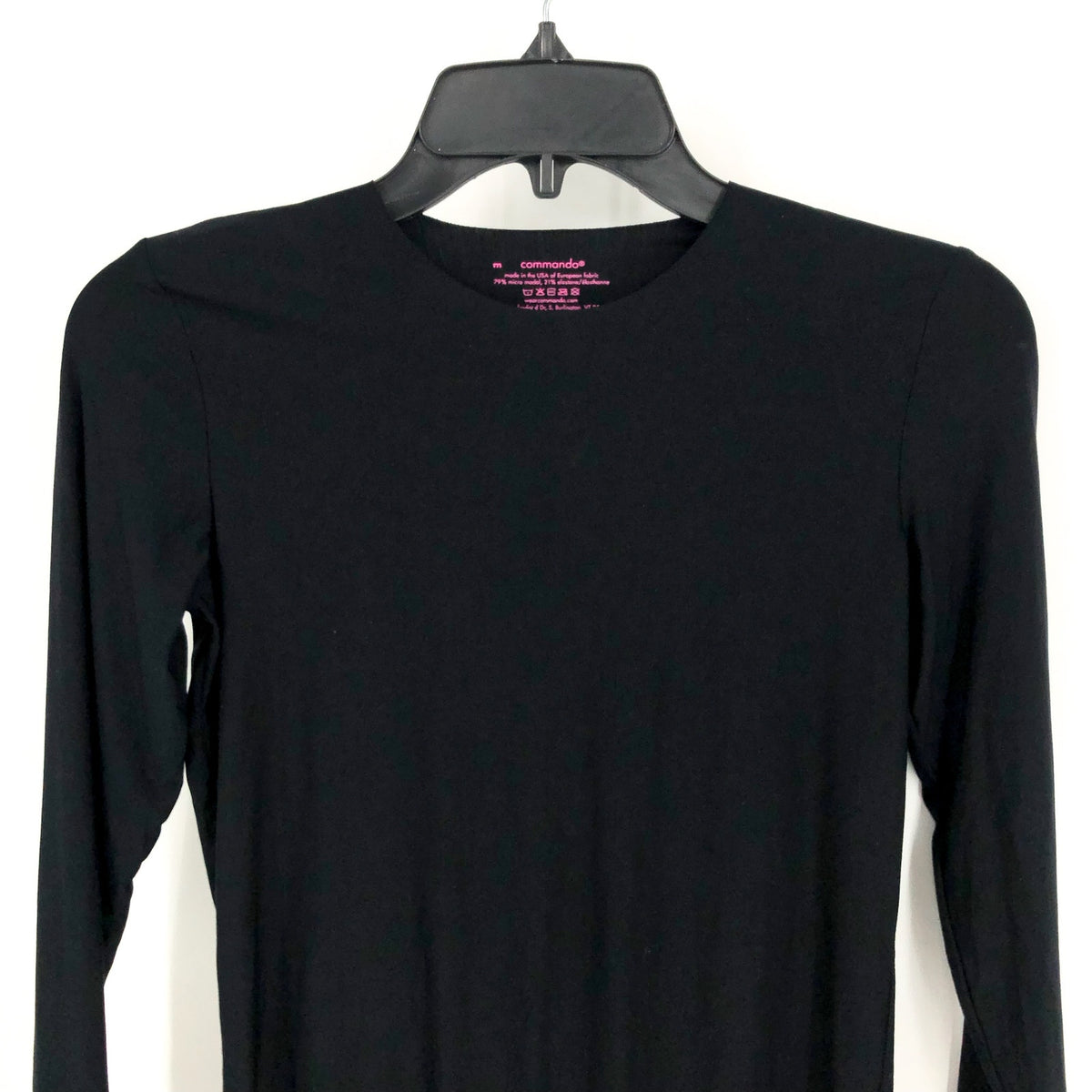 COMMANDO Women's Butter Long Sleeve Crewneck Bodysuit Medium Black NWT