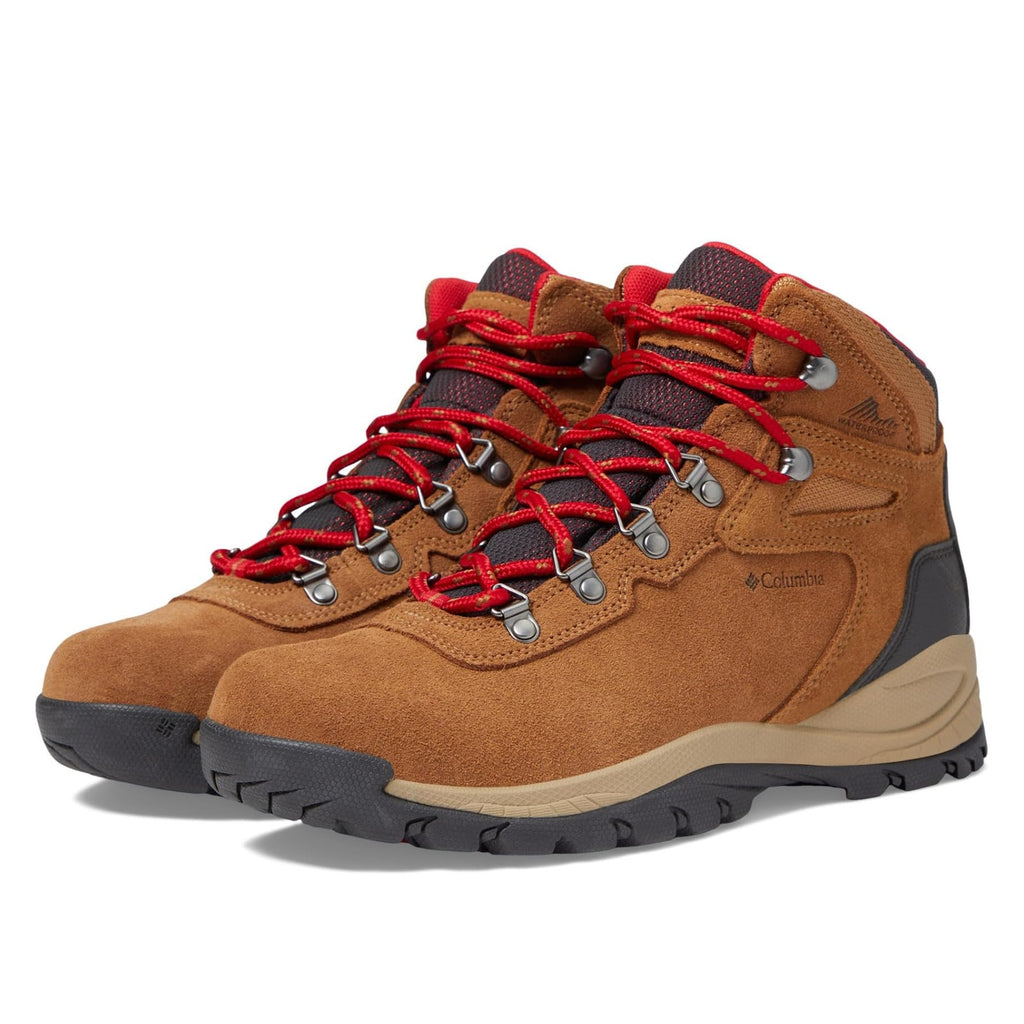 Columbia Womens Newton Ridge Plus Amped Hiking Boots 9.5 WIDE Tan Red WP NIB