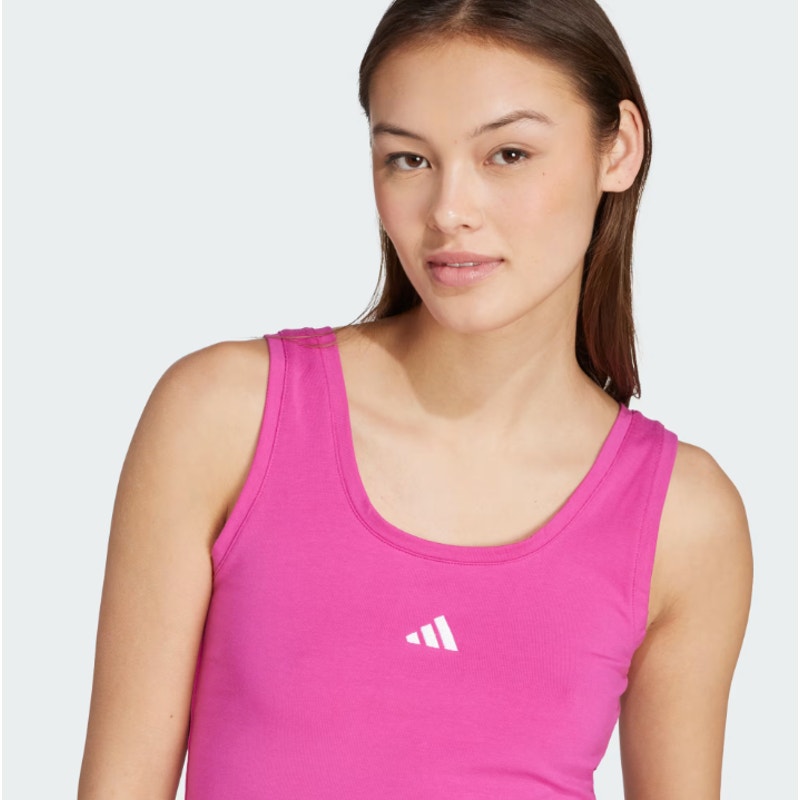 ADIDAS Essentials Small Logo Cotton Tank Top XS Pink Crop NWT