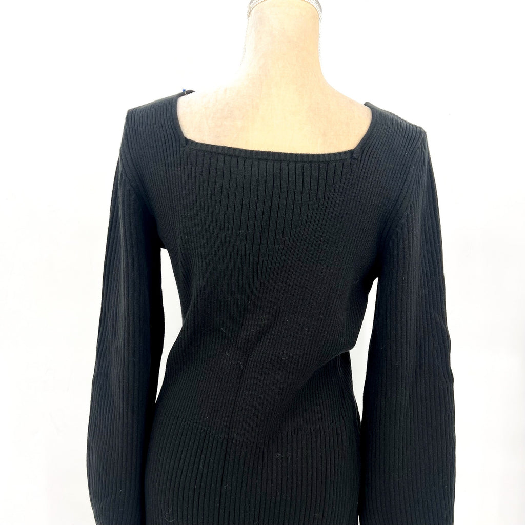 Paige Womens Celie Night Out Sweater Dress XL Black Blouson Sleeves NWOT
